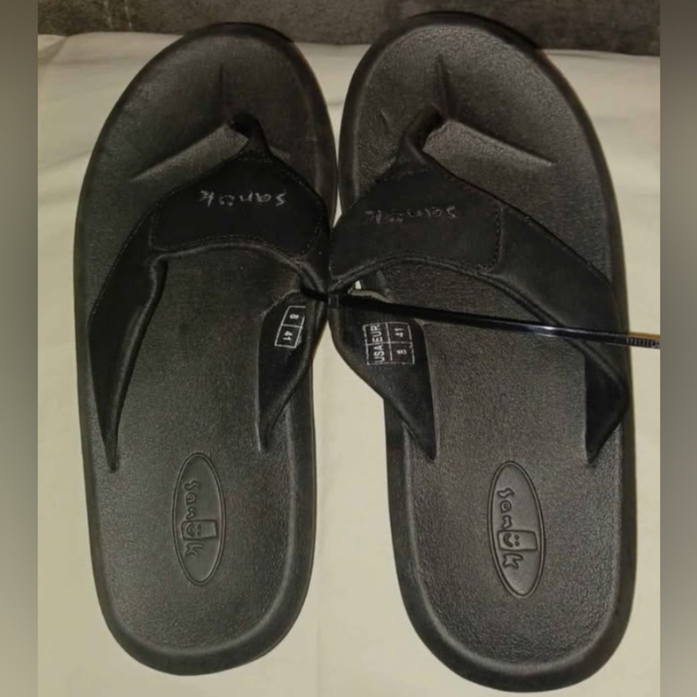 Mens Sanuk Black Yoga Mat Flip Flops Size 8